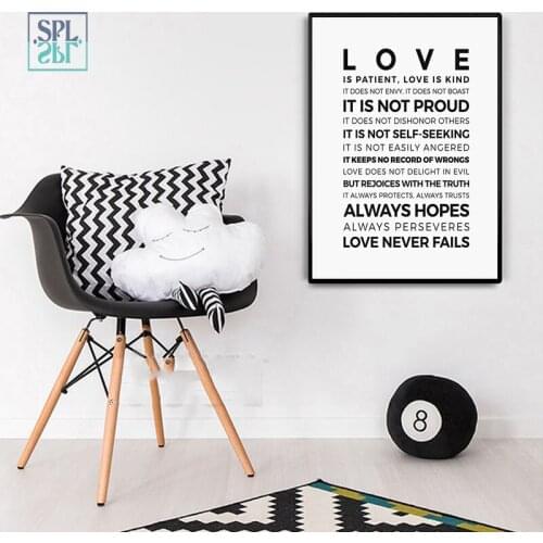 SPLSPL Bible Verse Quotes Posters and Prints Love Is Patient,Love Is Kind!Cuadros Decoracion Canvas Wall Art Pictur Oil Painting