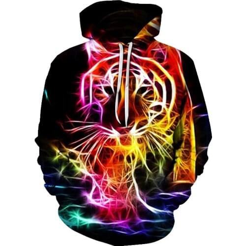 VIP animal tiger 3D graphics sports hoodie mens autumn and winter sports technology clothing mens sweater oversized jacket