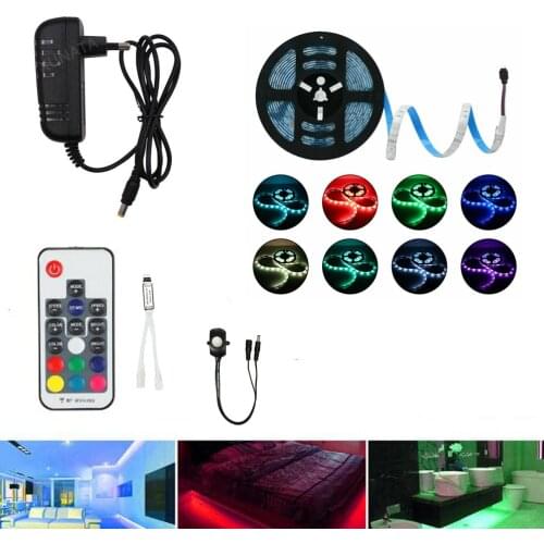 5M Bedroom Stairs Children bed Light 5050 Waterproof LED Strip Night Light PIR Sensor Motion Detective Switch 12V Power Supply