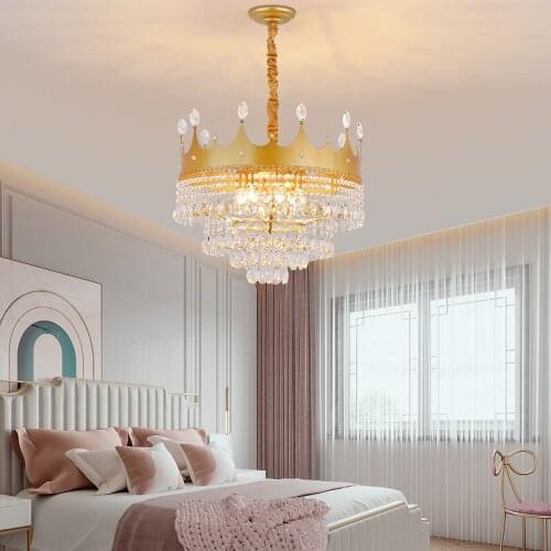 Golden crown led chandelier for dining living room shop led hanging chandelier lamp fixture Matte black/gold ZM112009