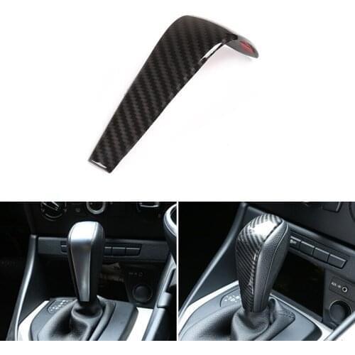 Carbon Fiber Texture Car Styling Interior Gear Shift Knob Head Cover Trim For BMW 1 3 Series E87 E90 E92 E93 X1