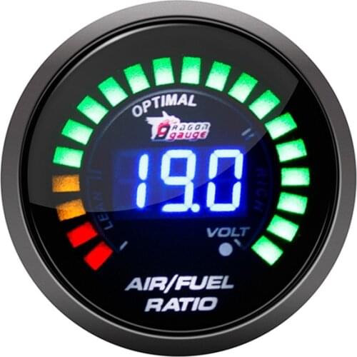 Universal 2'' 52MM Auto Car Air Fuel Ratio Gauge Motor AFR Racing Meter Monitor Blue LED Digital Display 12V Smoke Lens Styling