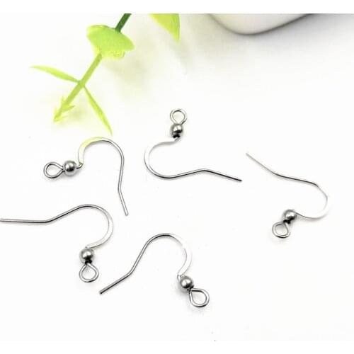 316L Stainless Steel Ear Hook Crushed Ear Hook Titanium Steel with Beads Ear Hook round Beads Ear Hook jewelry crafts