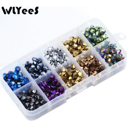 WLYeeS Bicone Austria Crystal beads 3 4 6mm Spacer Loose beads Faceted glass ball for Jewelry Making Women Bracelet Necklace DIY