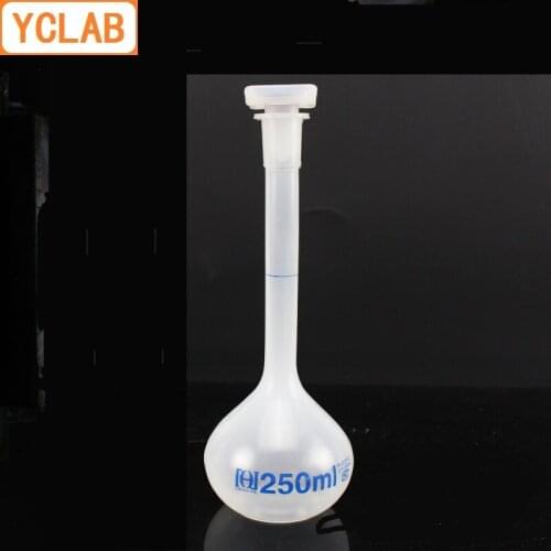 YCLAB 250mL Volumetric Flask Polypropylene with one Graduation Mark and Stopper PP Plastic Laboratory Chemistry Equipment