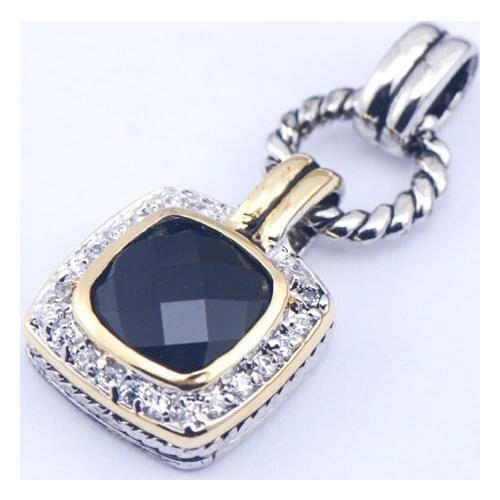 New Black Onyx Woman 925 Sterling Silver Crystal pendant TE362