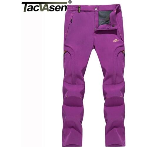 TACVASEN Womens Fleece Mountain Pants Zipper Pockets Cargo Work Trousers Winter Ski Snowboard Bottoms Outdoor Army Tactical