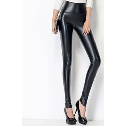 Women Skinny Leather Pant Leggings Leggings Solid Color Fluorescent Spandex Elasticity Casual Trousers 2021 New Hot Selling