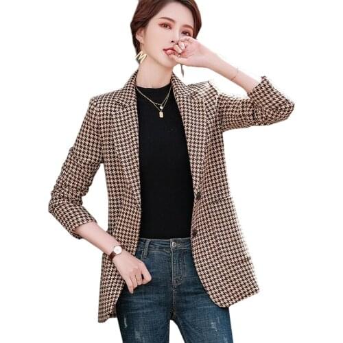 New Spring Autumn Plaid Suit Jacket Women Trench Coats Female Korean Casual Blazer Plus Size Small Suit Chaqueta Traje Mujer 3XL