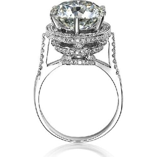 Size 5-10 Luxury Jewelry Fine 925 Sterling Silver Dove Egg Big White Topaz CZ Diamond Gemstones Women Wedding Band Ring Gift