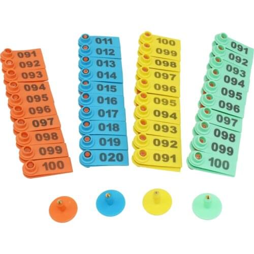 100 pcs Farm Animal Livestock Supplies No.001-500 Sheep Ear Tag Laser Type Copper Head Earrings Animal Supplies