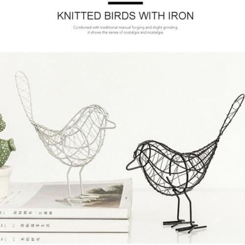 2pcs Nordic Abstract Iron Bird Figurines Statue Miniatures Animal Home Decoration Accessories Interior Living Room Desk Decor
