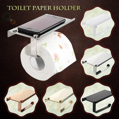 2018 beautiful practical durable toilet paper holder 304 stainless steel roll paper holder with cell Phone Shelf free shipping