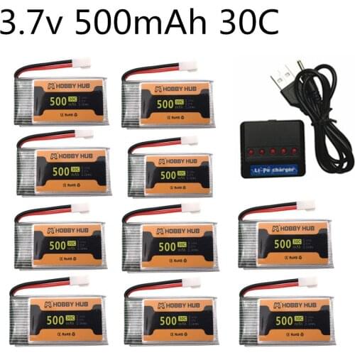 3.7V 500mAh lipo battery +5in1 Charger for X5C X5SW X5SC 905 M68 CX-30 H5C rc drone spare parts 802540 RC toys Battery 10PCS