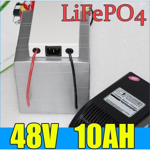 48V 10AH LiFePO4 Battery Pack , 500W Electric bicycle Scooter lithium battery + BMS + Charger , Free Shipping