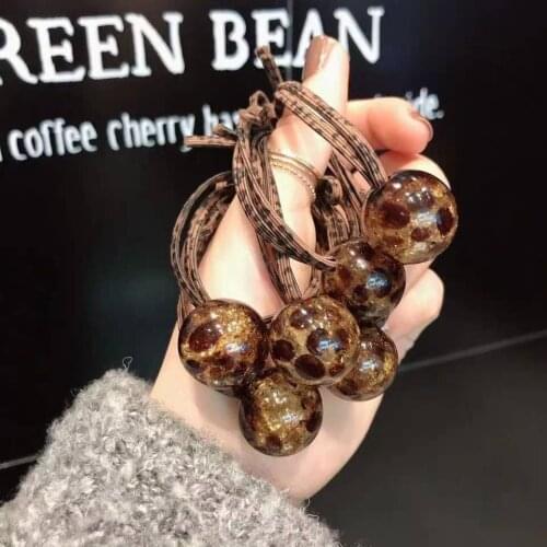 Leopard Ball Hair Accessories High Elastic Rubber Band Gums Korean Ins Style Transparent Leopard Print Hair Ties Ropes Wholesale