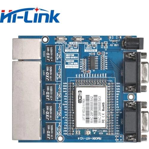 Free Shipping HLK-RM08K serial wifi module four- ethernet port two-serial port UART to WIFI module MT7688K development board