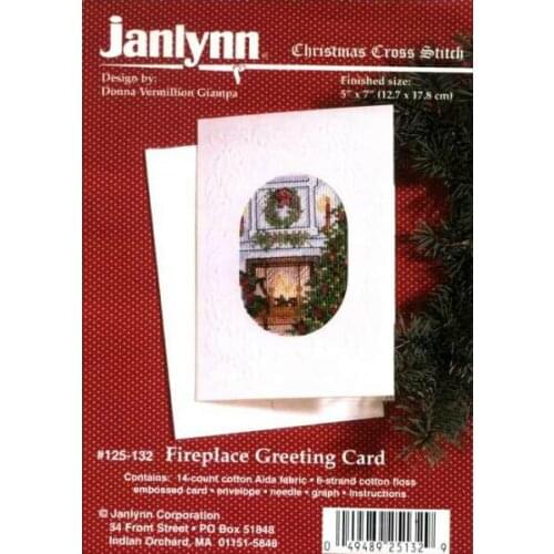 FREE Shipping FULL set cross stitch card Christmas fireplace tree, Christmas Gift Card, Festival Card