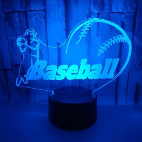 Baseball Model 3D LED Night Lights With 7 Color Changing Touch Remote Switch Usb Table Lamp Home Decor Lighting Gift