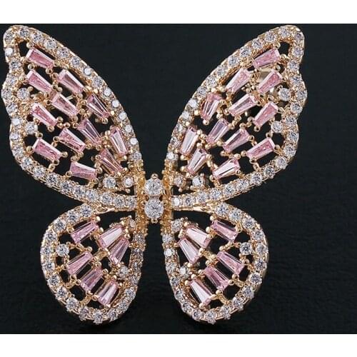CZ stones butterfly charm bar pin badge brooches fashion ornament jewelry accessories