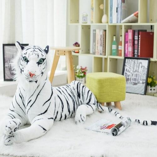 30cm-120cm Giant White Wild Animal Pillow Animal Yellow Black Panther Tiger Lion Leopard Soft Plush Doll Stuffed Toy