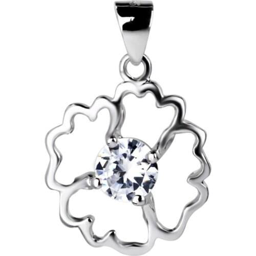 GND0254 New 925 Sterling Silver Lovely Sweet Beauty Crystal Round Luxury Lucky Necklaces Pendants , Jewelry Gift For Women