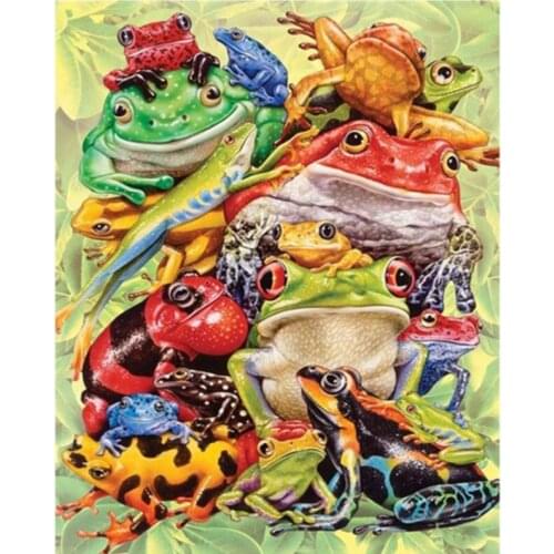 Painting By Numbers DIY Dropshipping Painted Frog Family 40x50CM Animal DIY Handmade For Living Room Wall Decor Oil Painting