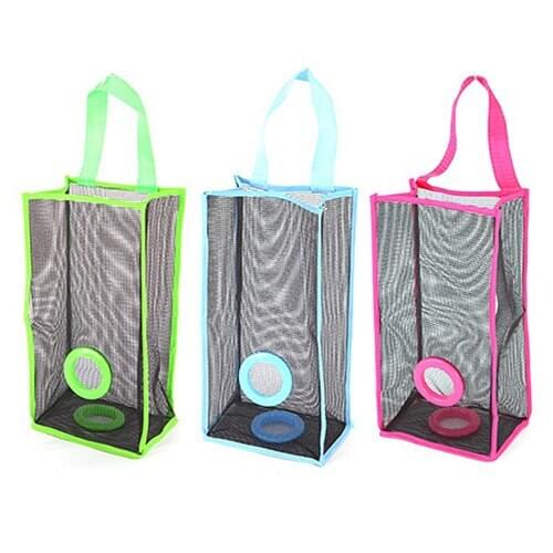 Kitchen Translucent Mesh Hanging Garbage Shopping Bag Storage Organiser Bag