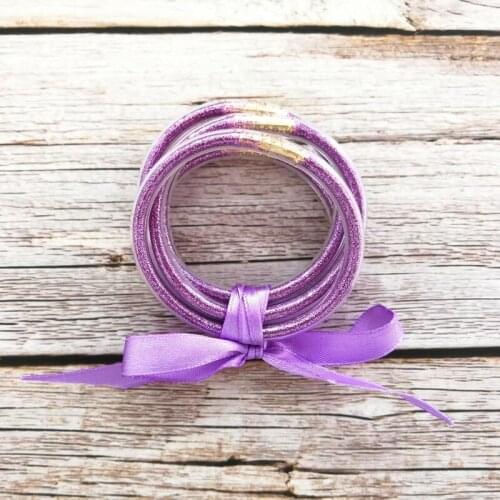 5 PCS/Set ZWPON All Weather Glitter Filled Bangles for Little Girls Bowknot Christmas Kids Gifts Buddhism Jewelry Wholesale