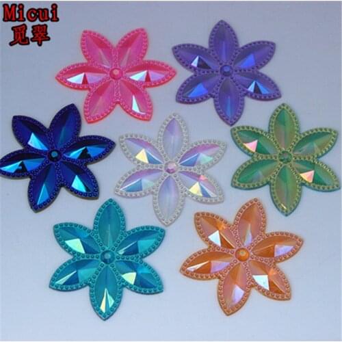 Micui 20pcs 46mm AB color Horse eye flower Acrylic rhinestone Flat back Art Supply Decoration Charm Craft DIY no hole ZZ109