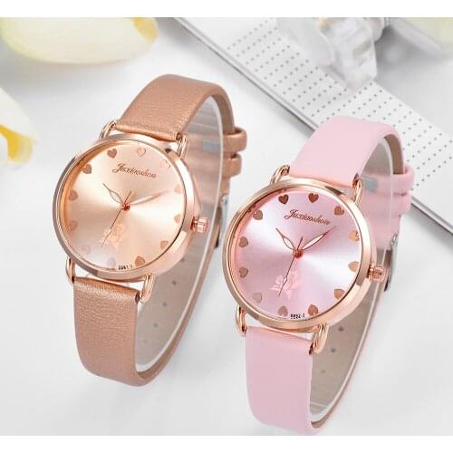 2020 Cute Women Watches Fashion Leather Strap Lovely Ladies WristWatch Girls Heart Shape Flower Dial Fine Clock Relogio Feminino