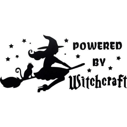 17*6.7cm POWERED BY WITCHCRAFT car Stickers Car Van Window Bumper Laptop Funny Car Styling