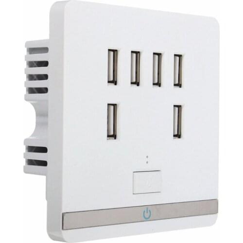 6 Port USB Wall Socket Power Adapter Wall Mobile Phone Charger Socket Adapter Power Socket Panel Home Decoration