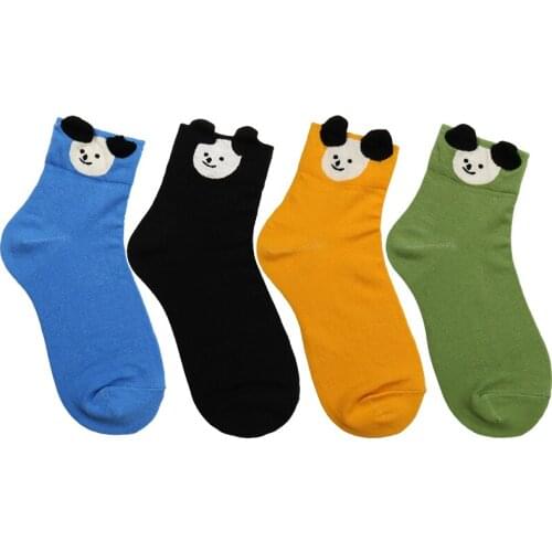 Latest Original Design Women Short Thin Socks Lovely Cute 3d Ears High Quality Combed Cotton Fashion Socks Kawaii Girls 5 Pair