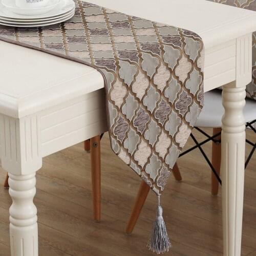 New European Style Vintage Coffee/Grey Table Runner With Tassel Home Decor Bed runner 4 Size for choose