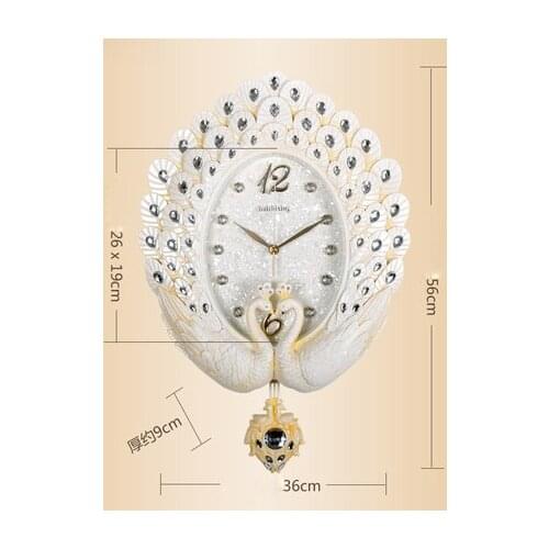 New Wall Clock Living Room European Clock Nordic Peacock Hanging Table Mute Large Retro Bedroom Decoration Creative Wall Clock