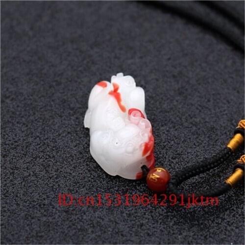 Gifts Pixiu Red Fashion Pendant Hand Jade Tiger Women for Natural Charm Chinese Jewelry Amulet Necklace White Men Jadeite Carved