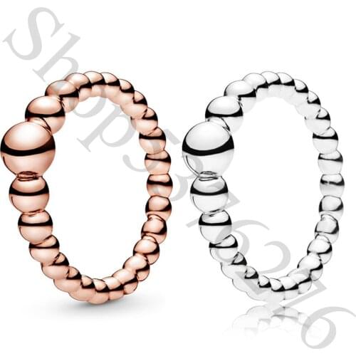 Authentic 925 Sterling Silver Rose String of Beads Europe Ring For Fashion Women Bead Charm Gift DIY Jewelry