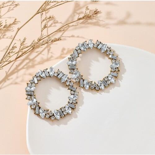 HI MAN Korean Creative Pavé Oval Square Round Zircon Stud Earrings Women Exquisite Simple Wedding Party Jewelry