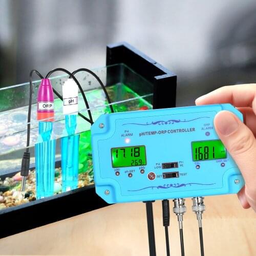 Professional 3 in 1 pH/ORP/TEMP Controller Water Quality Detector BNC Type Probe Water Quality Tester for Aquarium Monitor