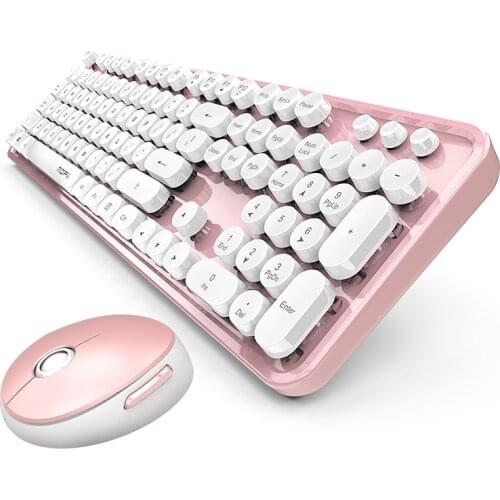 Pink Wireless Keyboards and Mouse for Laptop Notebook Computer Keyboard 104 Keys Keycaps Pc Gamer Girl Home Office Keyboards