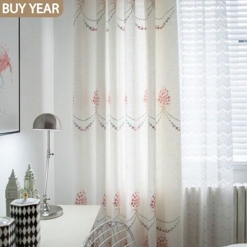 Pink Modern Curtain for Living Room Chinese Curtain Girl Cotton Hemp Fabric Curtain Curtains for Bedroom Cloth Window Yarn