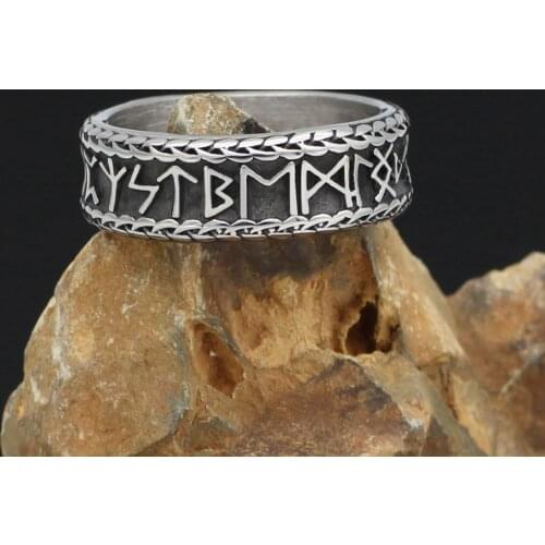 Nordic viking rune knot rings with valknut gift bag - stainless steel