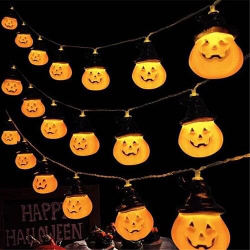 Battery Operated 10/20/40 LED Halloween 3D Pumpkin string lights Halloween Decoration Lanterns Lights for All Saints' Day