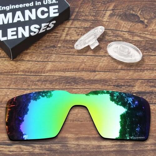 ToughAsNails Resist Seawater Corrosion Green Mirrored Polarized Replacement Lens and Clear Nose Pads for Oakley Probation