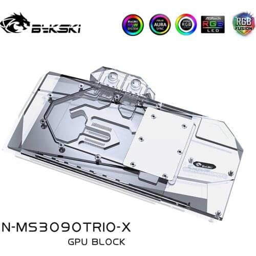 Bykski Watercooler for MSI Geforce RTX 3080 GAMING/ SUPRIM X TRIO 10G OC,3090 24G, full cover water block,N-MS3090TRIO-X cooler