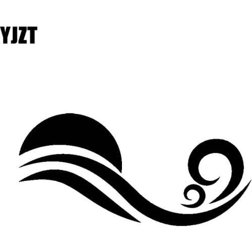 YJZT 15.3CM*7.4CM Beautiful Caricature Sun With Sea Wave Lovely Delicate Lovely Vinyl Decal Car Sticker Black/Silver C19-1641