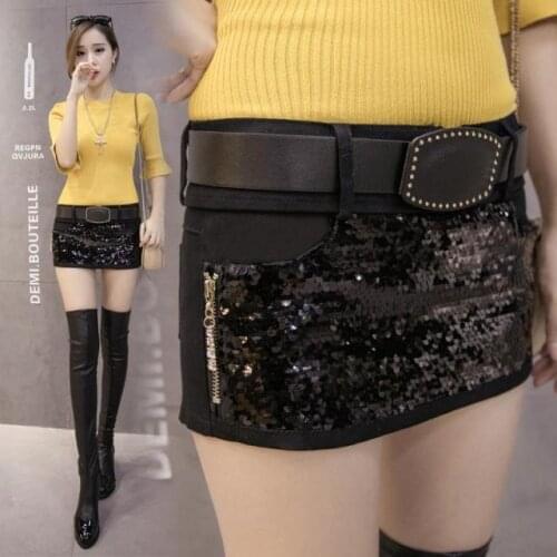 2017 spring and summer package hip female sequins thin sexy skirt female Slim short skirt DK367
