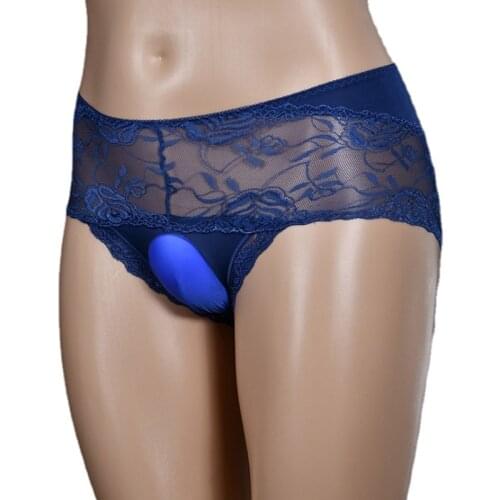 Plus Size 110Kg Large Size Underwear Mens Egg-Wrapped Lace Mesh Briefs Sexy Breathable European and American Cross-Bord