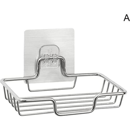 1PC Creative Drill Free Steel Soap Dish Storage Soap Rack Wall Mounted Storage Rack Holder Bathroom Accessories